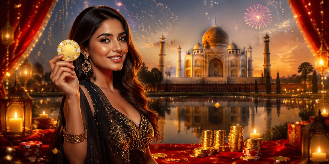 Evening view of Taj Mahal with mobile payments concept