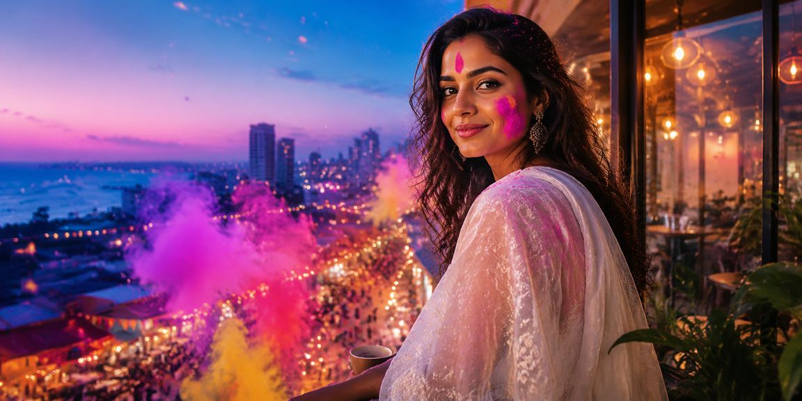 Playing Andar Bahar in vibrant casino setting during Holi festival