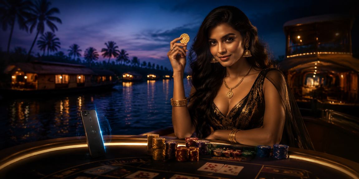 Gaming environment in Kerala backwaters with casino ambiance