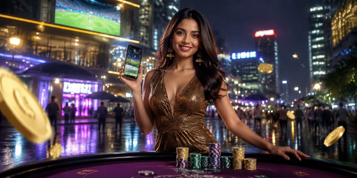 Neon lights in Pune city with digital betting concept